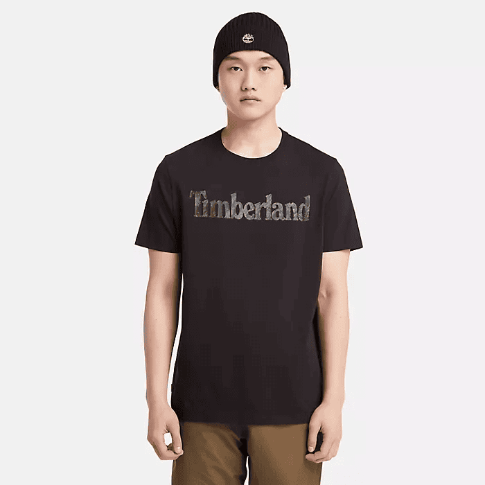 Timberland Men\'s Short Sleeve Seasonal Camo Linear Logo T-Shirt